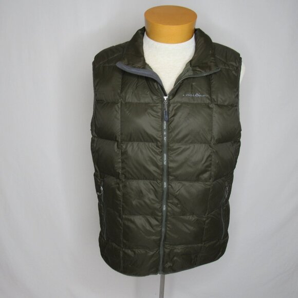 Eddie Bauer Olive Green Goose Down Puffer Vest Men's M Medium - Picture 5 of 9